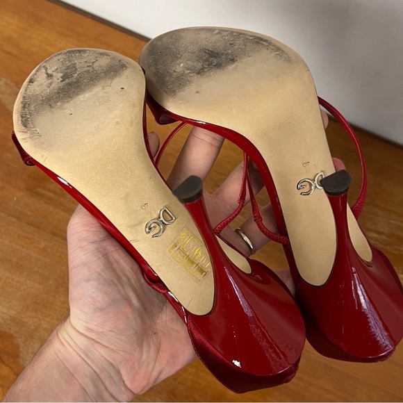 Dolce & Gabbana Red 105 Crystals Embellished Satin Holiday Pumps - Picture 8 of 11